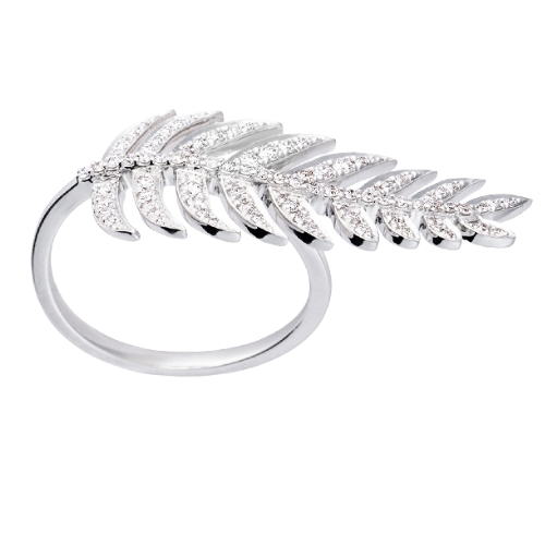 White gold feather on sale ring